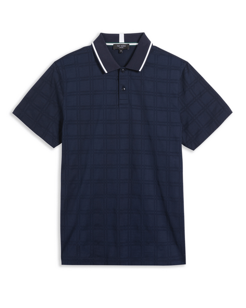 Men | Check Jacquard Tipped Polo | Navy