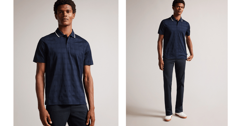 Men | Check Jacquard Tipped Polo | Navy