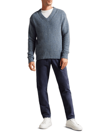 Men | Chunky V Neck Knit | Navy