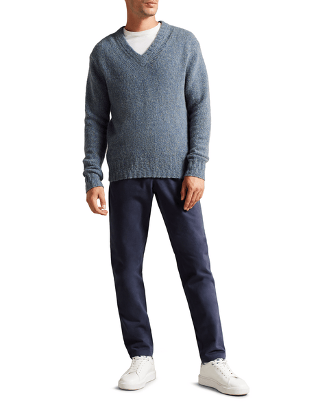 Men | Chunky V Neck Knit | Navy