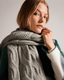 Men | Cable Knit Scarf | Medium Grey