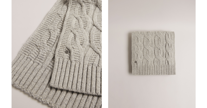 Men | Cable Knit Scarf | Medium Grey