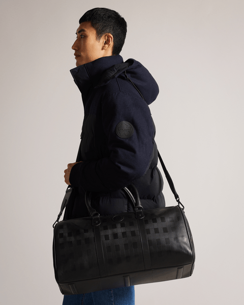 Men | Embossed Check Duffe Bag | Black