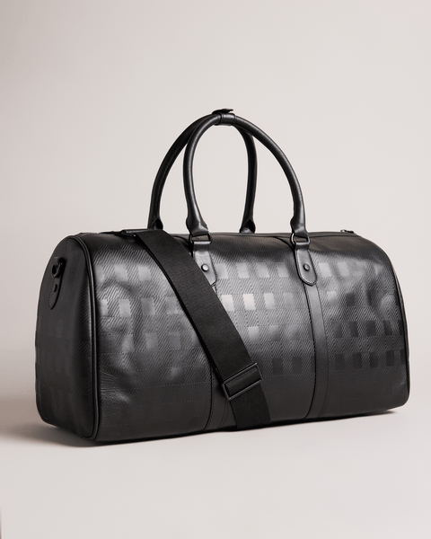 Men | Embossed Check Duffe Bag | Black