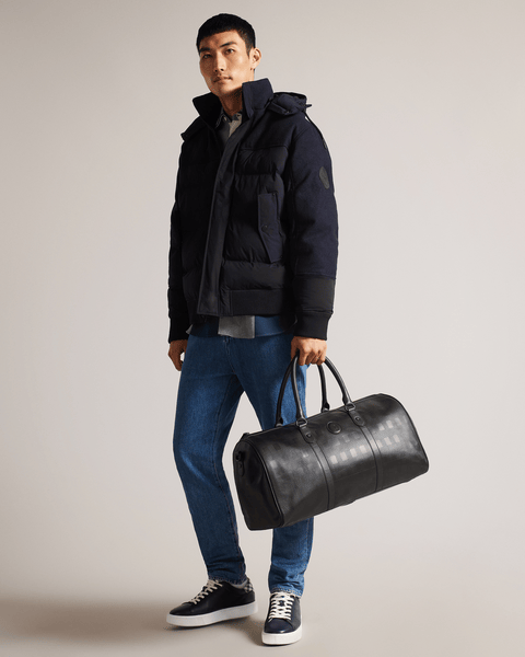 Men | Embossed Check Duffe Bag | Black