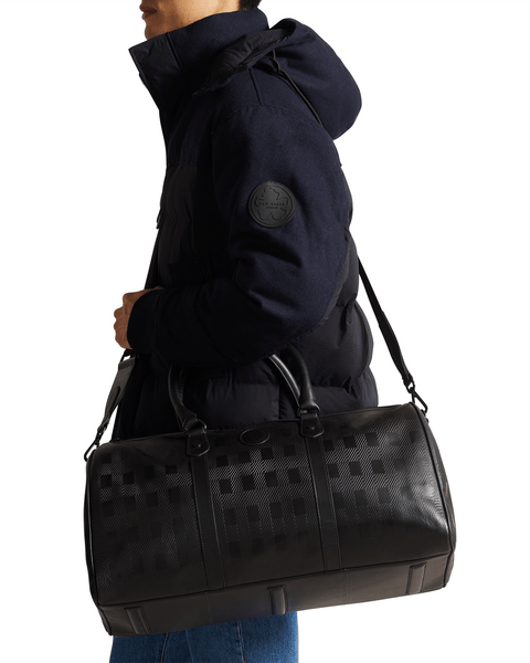 Men | Embossed Check Duffe Bag | Black