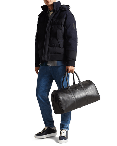 Men | Embossed Check Duffe Bag | Black