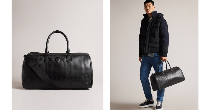 Men | Embossed Check Duffe Bag | Black