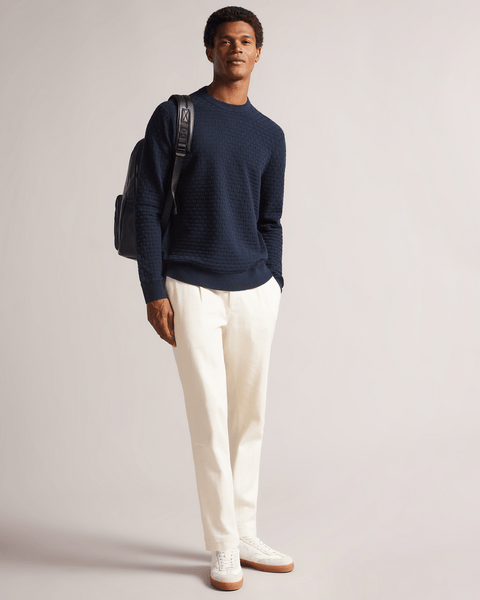 Men | Basket Stitch Crew Knit | Navy