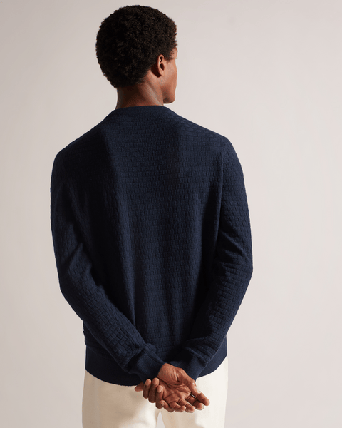 Men | Basket Stitch Crew Knit | Navy