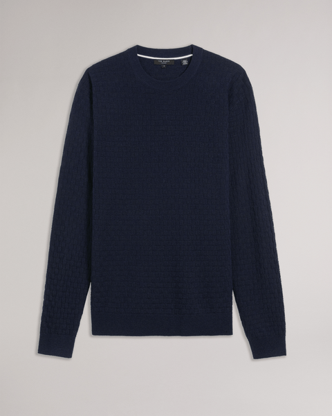 Men | Basket Stitch Crew Knit | Navy