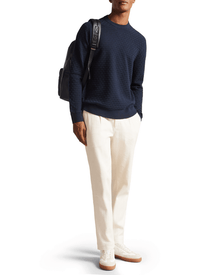 Men | Basket Stitch Crew Knit | Navy