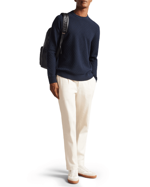 Men | Basket Stitch Crew Knit | Navy