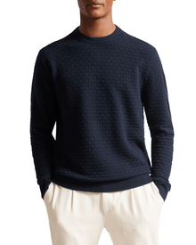 Men | Basket Stitch Crew Knit | Navy