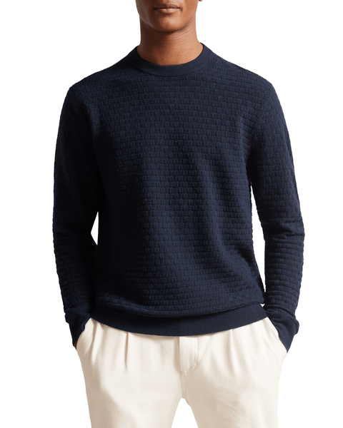 Men | Basket Stitch Crew Knit | Navy