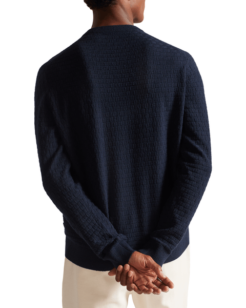 Men | Basket Stitch Crew Knit | Navy