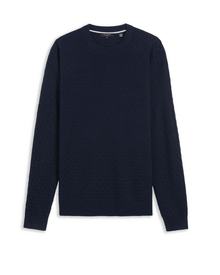 Men | Basket Stitch Crew Knit | Navy