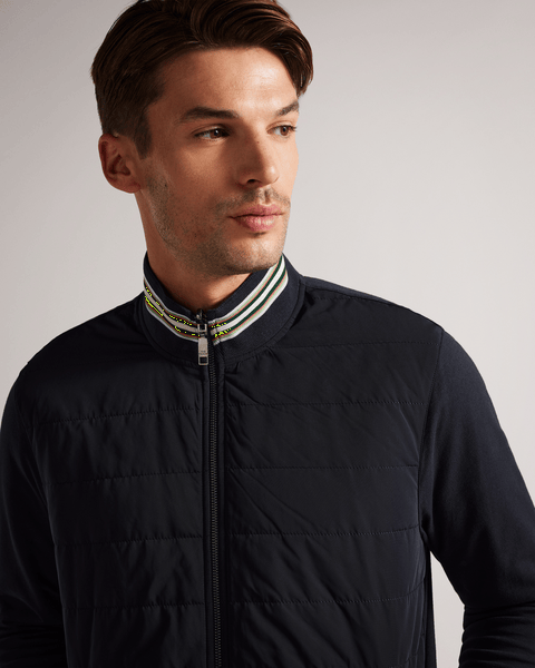 Men | Hybrid Quilted Zip Jacket | Navy