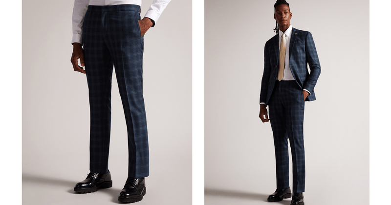 Men | Check Suit Trouser | Navy
