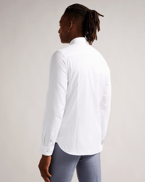 Men | Long Sleeve Patterned Slim Fit Shi | White Multi