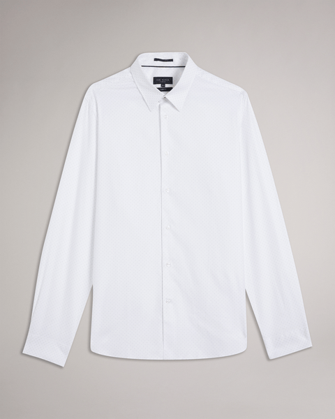 Men | Long Sleeve Patterned Slim Fit Shi | White Multi