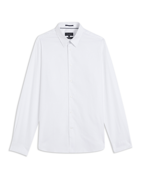 Men | Long Sleeve Patterned Slim Fit Shi | White Multi