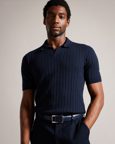 Men | Centre Bar Buckle Belt | Navy