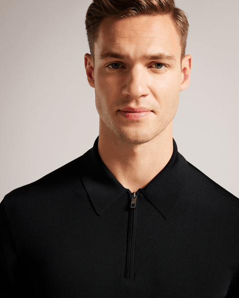 Men | Long Sleeve Regular Half Zip Rayon | Black
