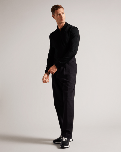 Men | Long Sleeve Regular Half Zip Rayon | Black