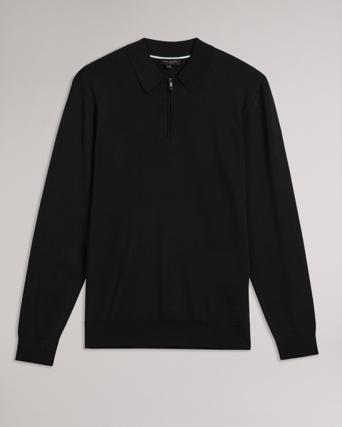 Men | Long Sleeve Regular Half Zip Rayon | Black
