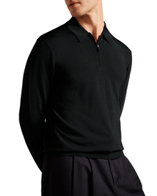 Men | Long Sleeve Regular Half Zip Rayon | Black