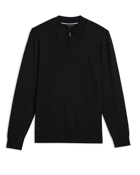 Men | Long Sleeve Regular Half Zip Rayon | Black
