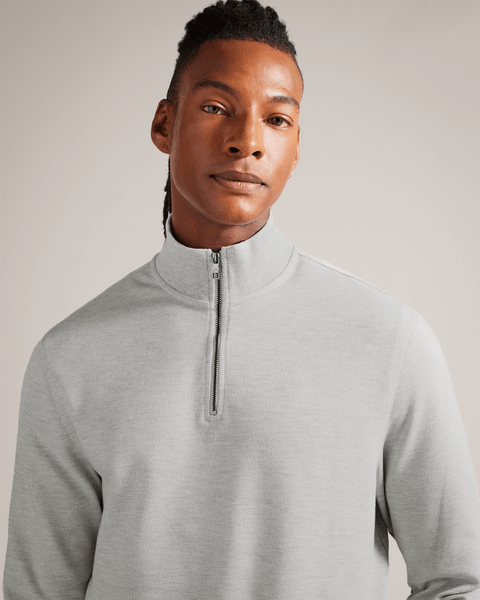 Men | Long Sleeve Half Zip | Light Pastel Grey