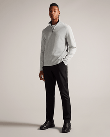 Men | Long Sleeve Half Zip | Light Pastel Grey