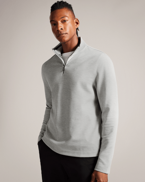 Men | Long Sleeve Half Zip | Light Pastel Grey