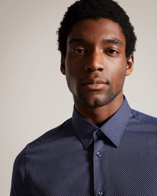 Men | Long Sleeve Circle Weave Shirt | Navy