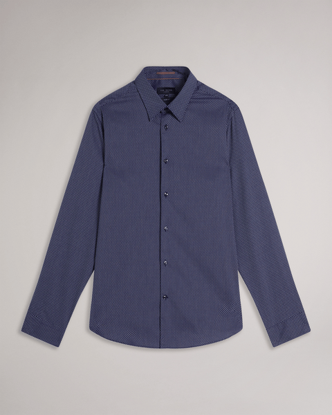 Men | Long Sleeve Circle Weave Shirt | Navy