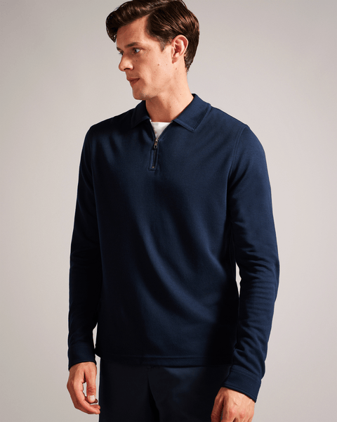 Men | Long Sleeve Regular Soft Touch Pol | Navy Grey