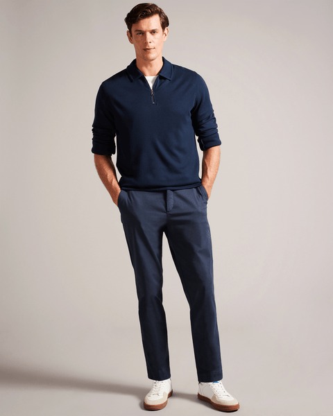 Men | Long Sleeve Regular Soft Touch Pol | Navy Grey