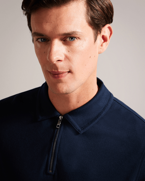 Men | Long Sleeve Regular Soft Touch Pol | Navy Grey