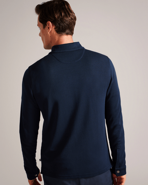 Men | Long Sleeve Regular Soft Touch Pol | Navy Grey