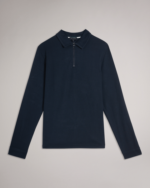 Men | Long Sleeve Regular Soft Touch Pol | Navy Grey