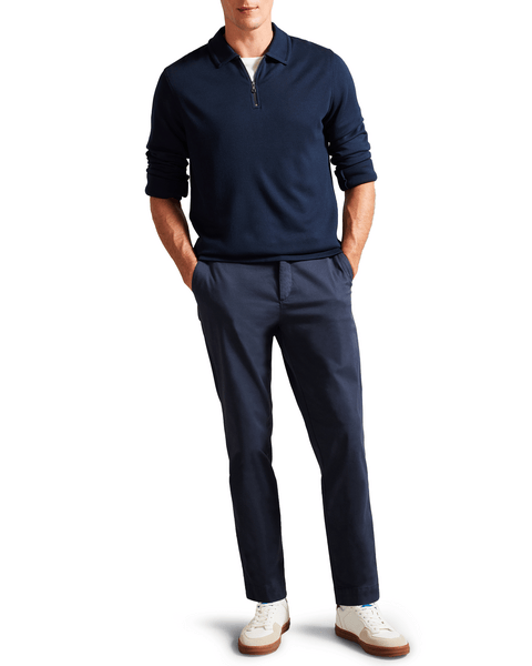 Men | Long Sleeve Regular Soft Touch Pol | Navy Grey
