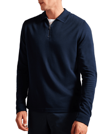 Men | Long Sleeve Regular Soft Touch Pol | Navy Grey