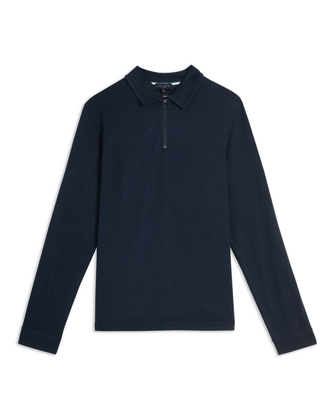 Men | Long Sleeve Regular Soft Touch Pol | Navy Grey
