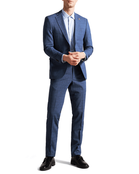 Men | Check Suit Trousers | Navy