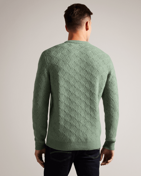 Men | Long Sleeve Textured Cable Crew Ne | Sage