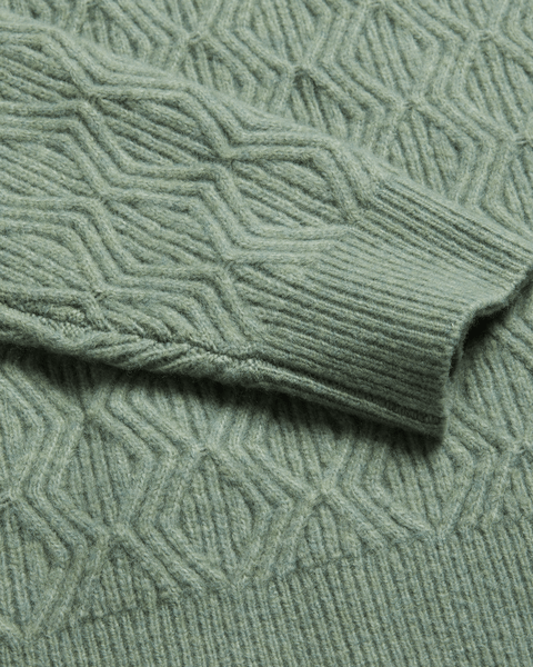 Men | Long Sleeve Textured Cable Crew Ne | Sage