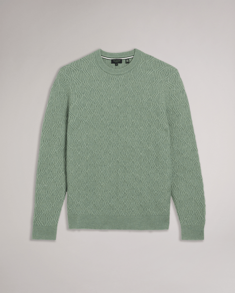 Men | Long Sleeve Textured Cable Crew Ne | Sage