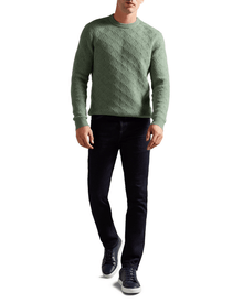 Men | Long Sleeve Textured Cable Crew Ne | Sage